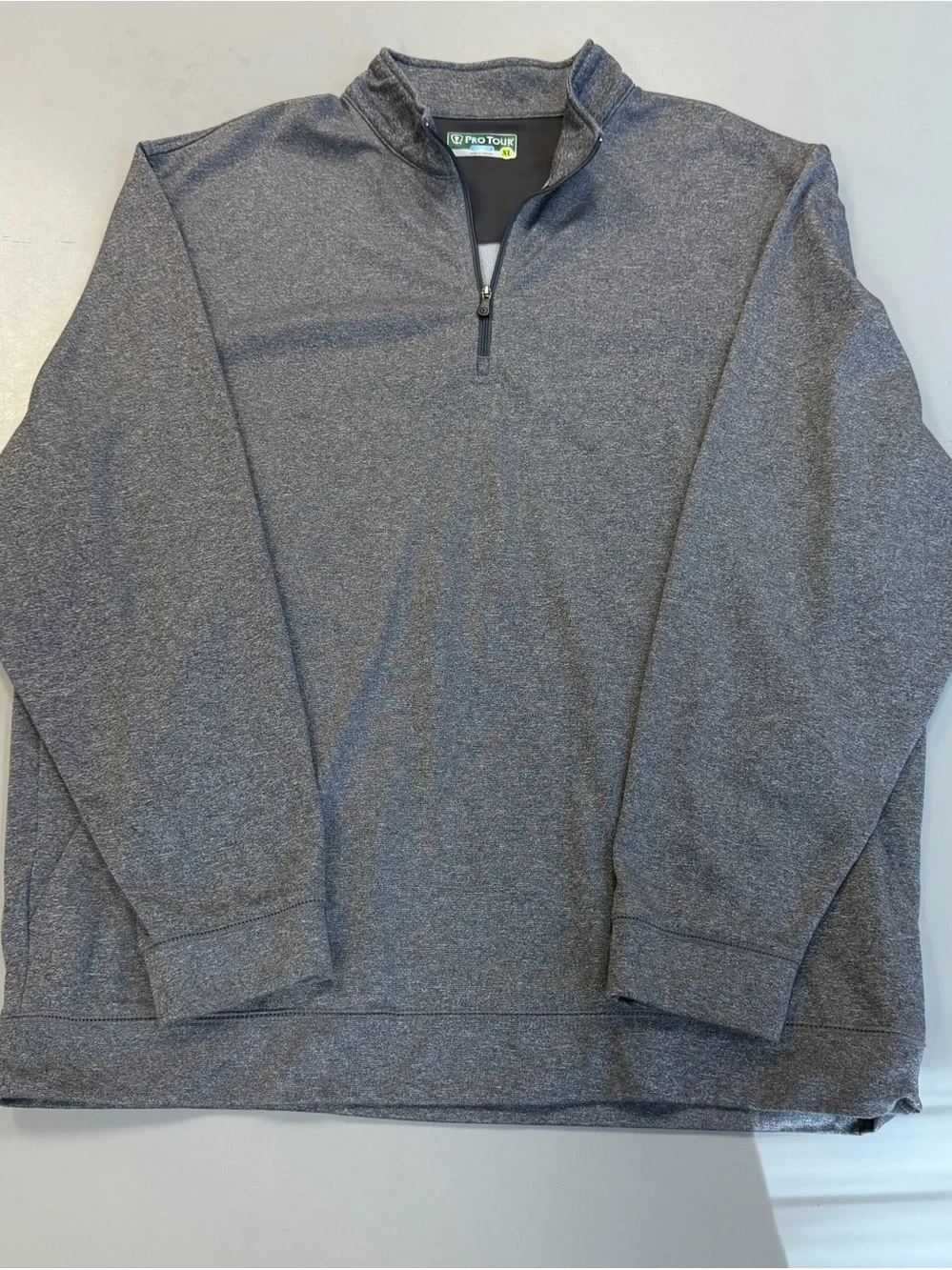 Men's Heather Grey‎ Quarter-Zip Pullover Pro Tour XL  #golf
